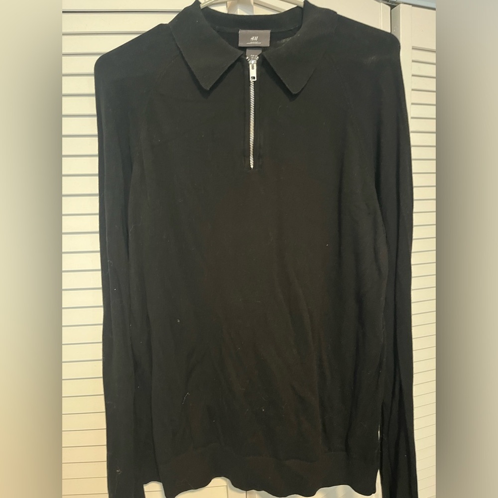 Mens Zip-Up Long Sleeve Polo